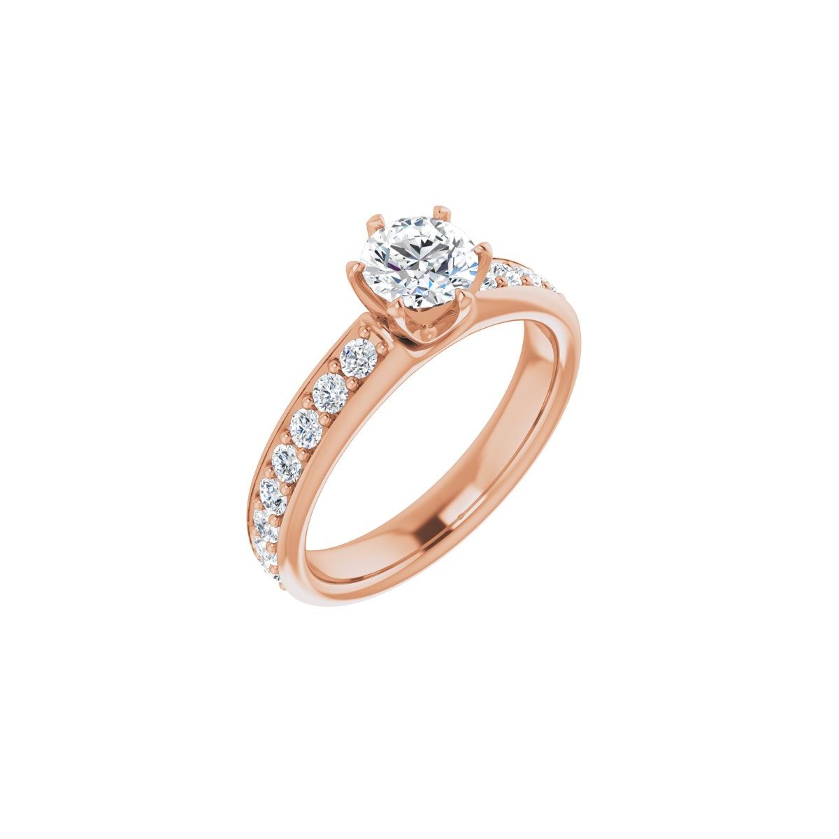 Natural Diamond Semi-Set 1 1/8 CTW Round Solstice Solitaire Engagement Ring (5.5 Mm) - 14K Gold - Series 122011