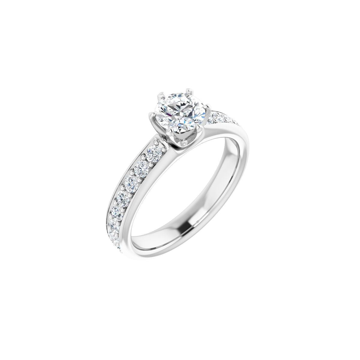 Natural Diamond Semi-Set 1 1/8 CTW Round Solstice Solitaire Engagement Ring (5.5 Mm) - 14K Gold - Series 122011