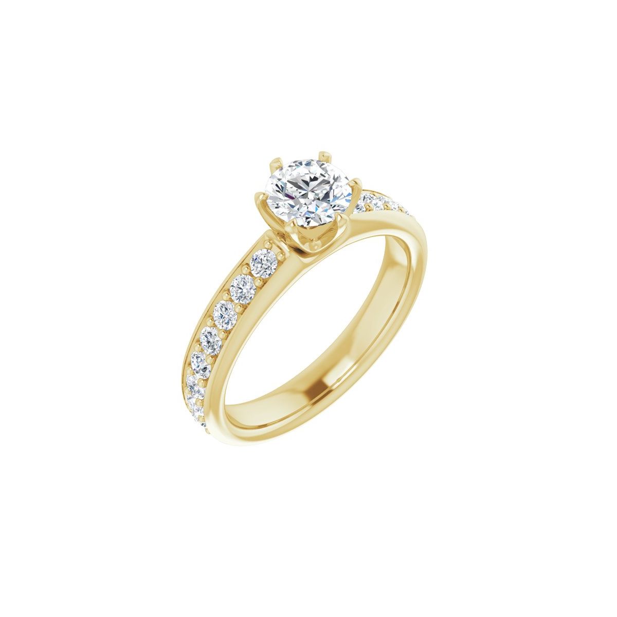 Natural Diamond Semi-Set 1 1/8 CTW Round Solstice Solitaire Engagement Ring (5.5 Mm) - 14K Gold - Series 122011