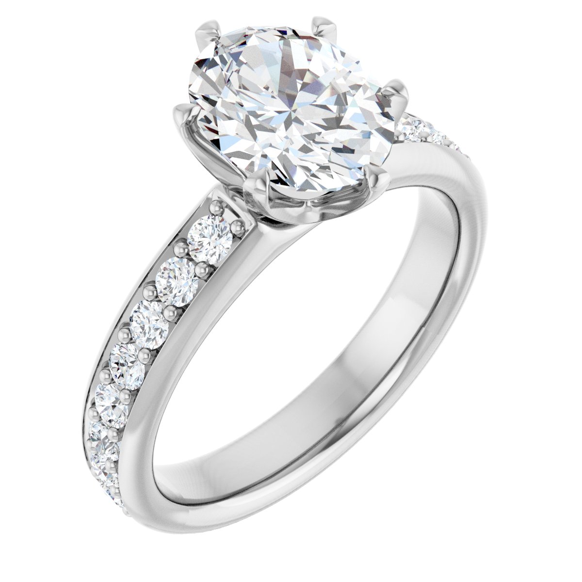 Natural Diamond Oval Solstice Solitaire Engagement Ring (9 X 7 Mm) Mounting - 14K Gold - Series 122011