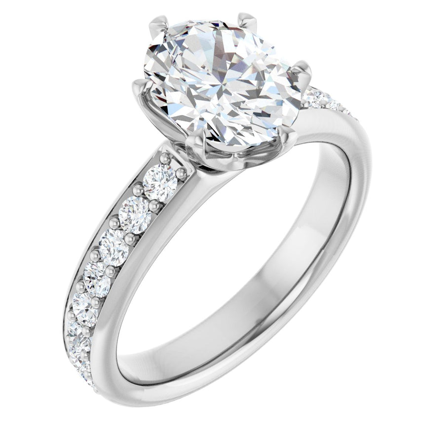 Natural Diamond Oval Solstice Solitaire Engagement Ring (9 X 7 Mm) Mounting - 14K Gold - Series 122011