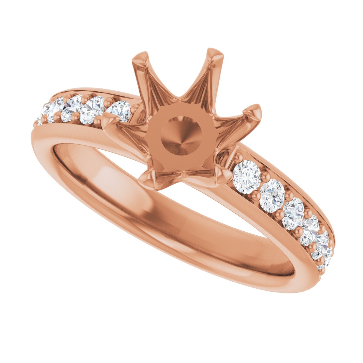 Semi-Set Round Solstice Solitaire Engagement Ring (7.4 Mm) - gallery - Series 122011