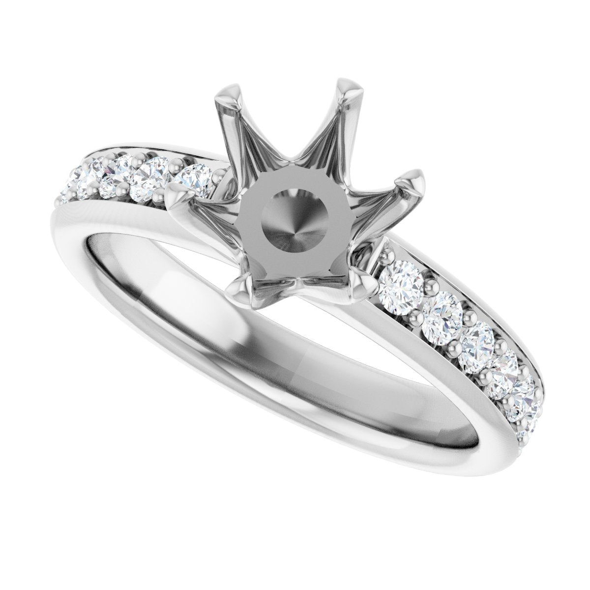 Semi-Set Round Solstice Solitaire Engagement Ring (7.4 Mm) - gallery - Series 122011