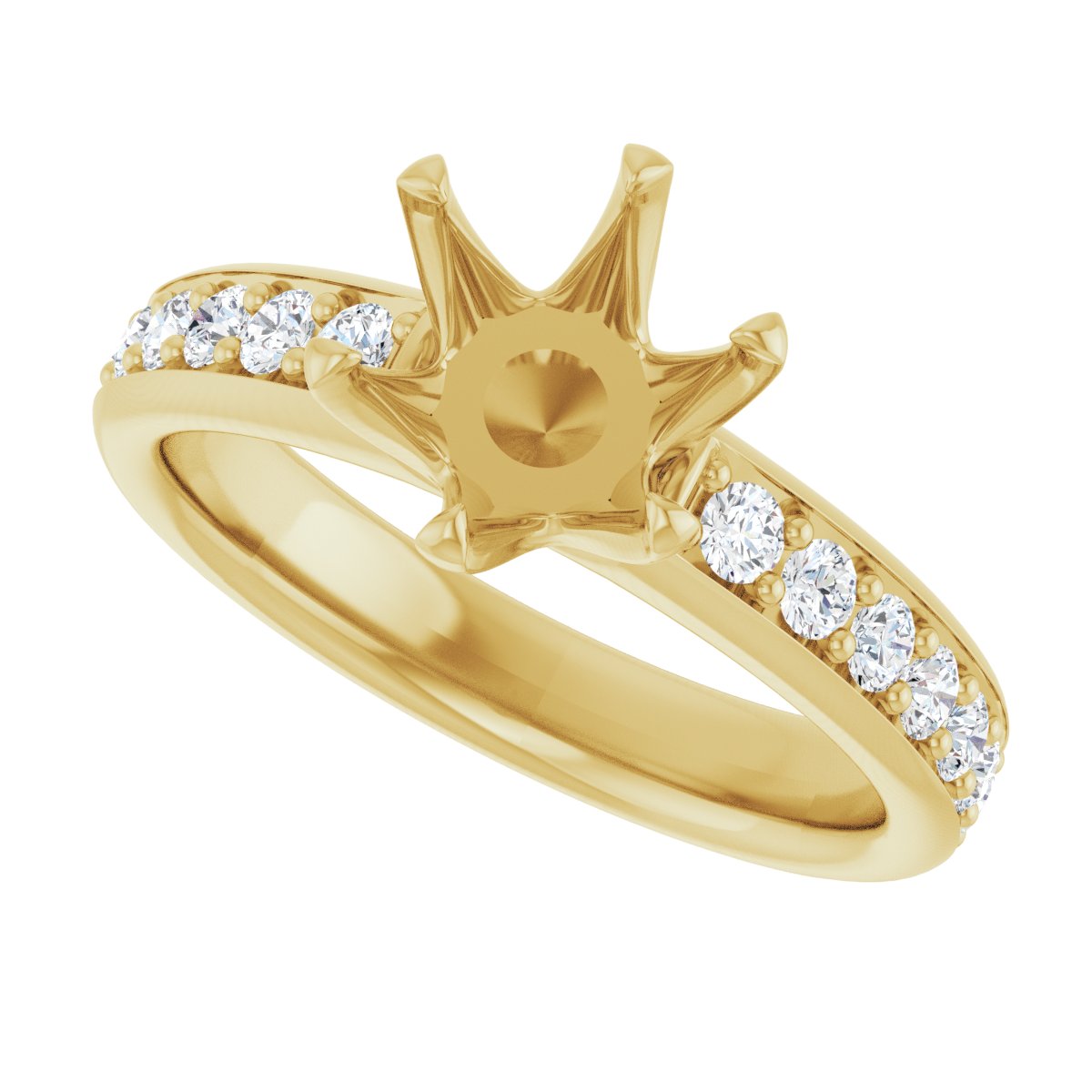 Semi-Set Round Solstice Solitaire Engagement Ring (7.4 Mm) - gallery - Series 122011
