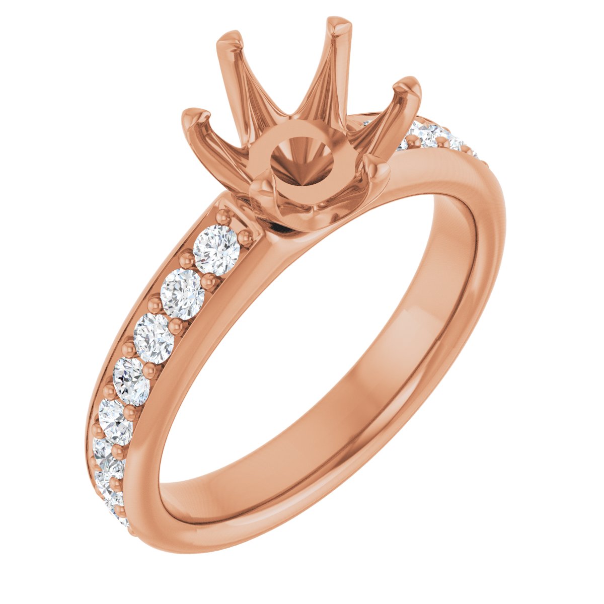 Lab-Grown Diamond Semi-Set Round Solstice Solitaire Engagement Ring (7.4 Mm) - 14K Gold - Series 122011