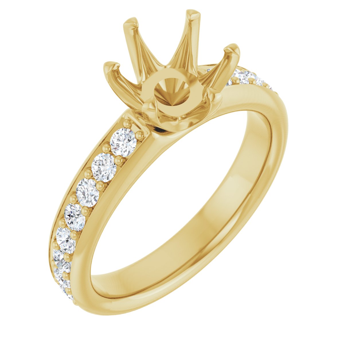 Lab-Grown Diamond Semi-Set Round Solstice Solitaire Engagement Ring (7.4 Mm) - 14K Gold - Series 122011