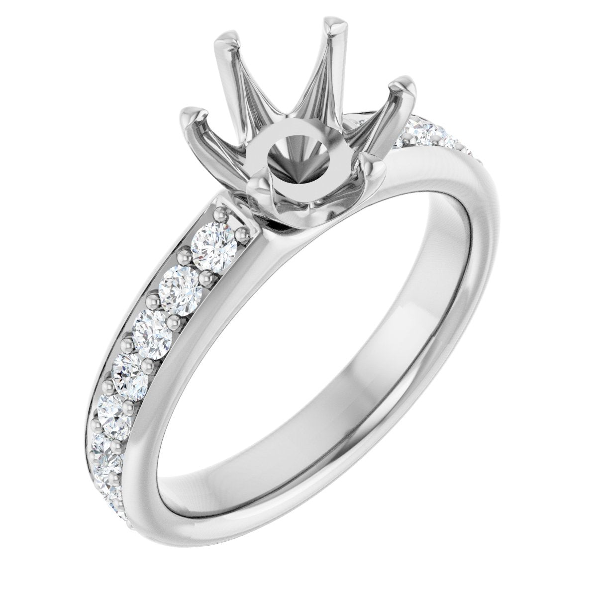 Lab-Grown Diamond Semi-Set Round Solstice Solitaire Engagement Ring (7.4 Mm) - 14K Gold - Series 122011