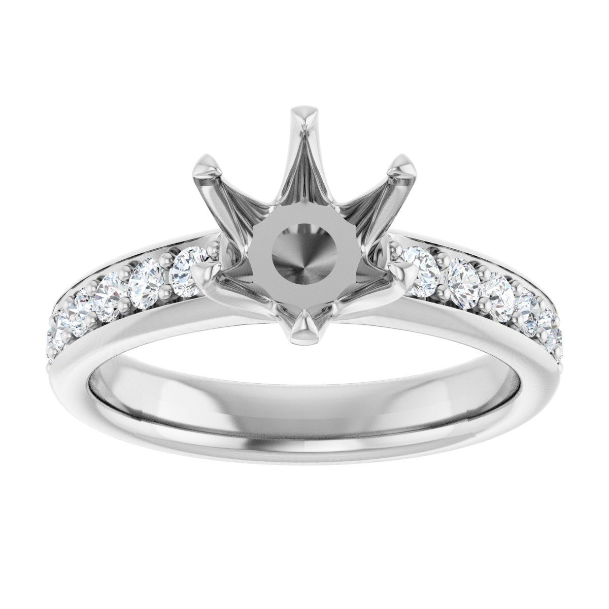 Semi-Set Round Solstice Solitaire Engagement Ring (7.4 Mm) - gallery - Series 122011