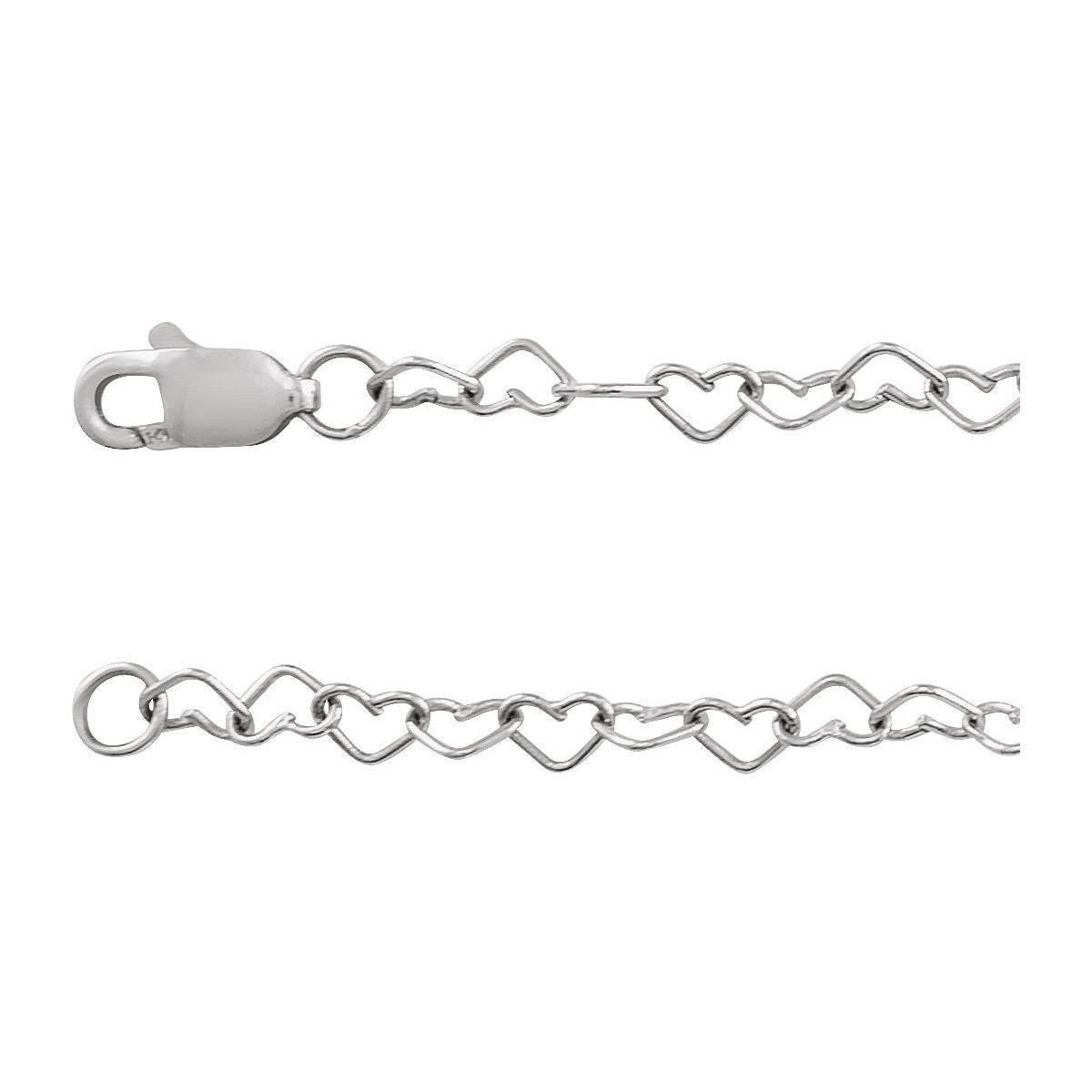 3.2 mm Heart Chain Bracelet (3.2 Mm / 7 In) - Sterling Silver - Series CH1207