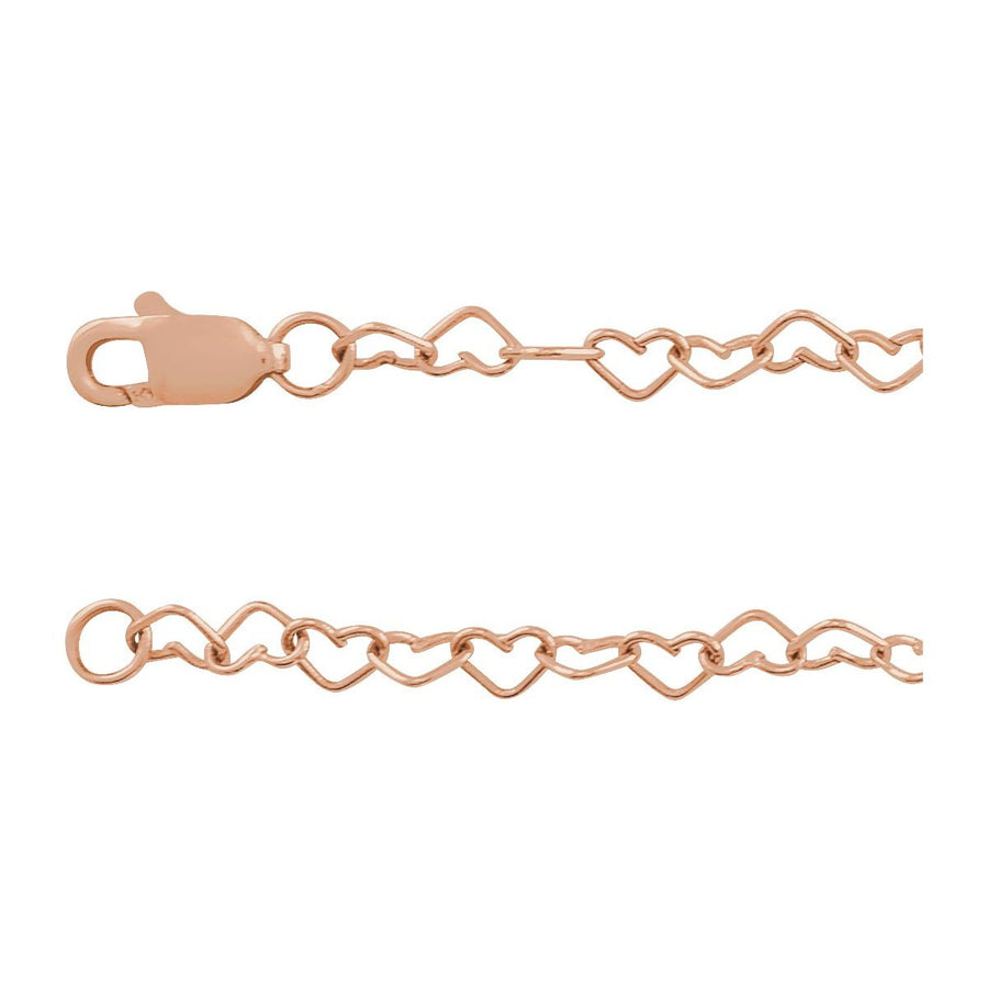 3.2 mm Heart Chain Bracelet (3.2 Mm / 7 In) - 14K Rose Gold - Series CH1207