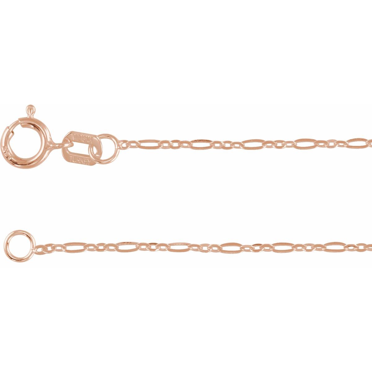 1.25 mm Figaro Chain Bracelet (1.25 Mm / 7 In) - 14K Rose Gold - Series CH1232