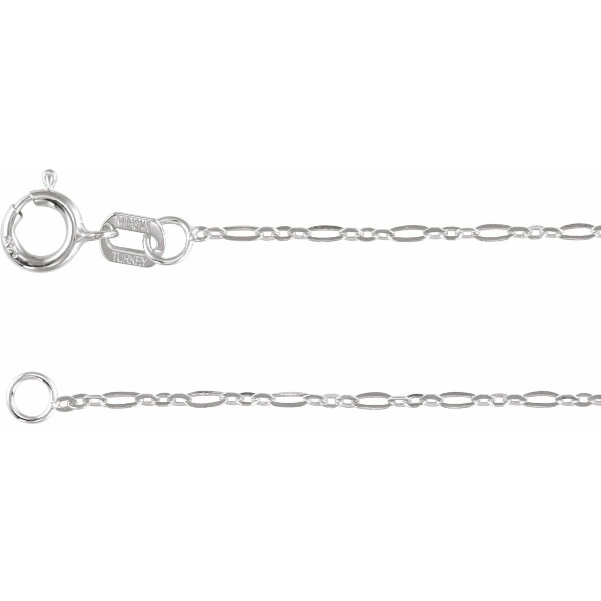 1.25 mm Figaro Chain Bracelet (1.25 Mm / 7 In) - Sterling Silver - Series CH1232