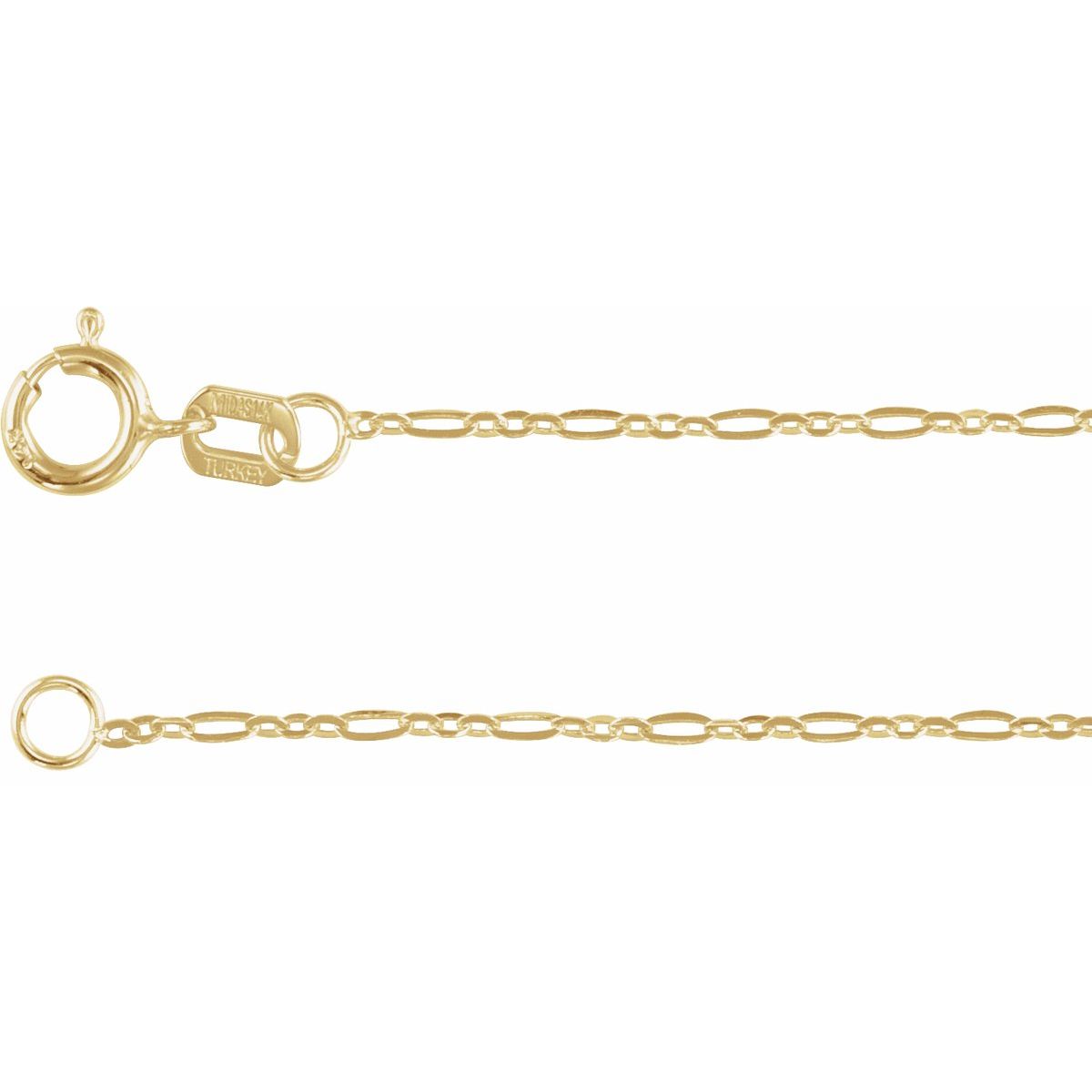 1.25 mm Figaro Chain Bracelet (1.25 Mm / 7 In) - 14K Yellow Gold - Series CH1232
