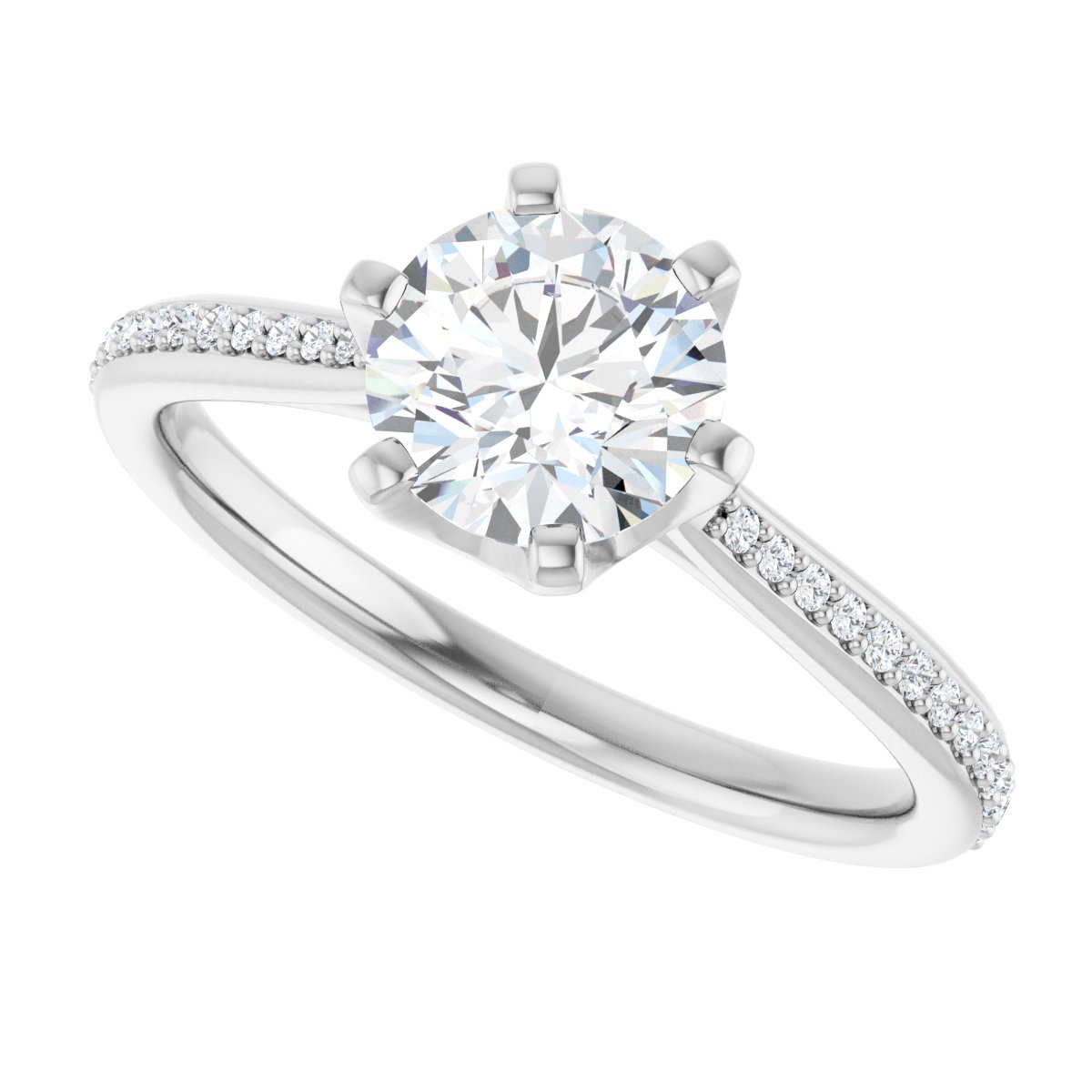 Round Solitaire Engagement Ring (6.5 Mm) Mounting - gallery - Series 122004