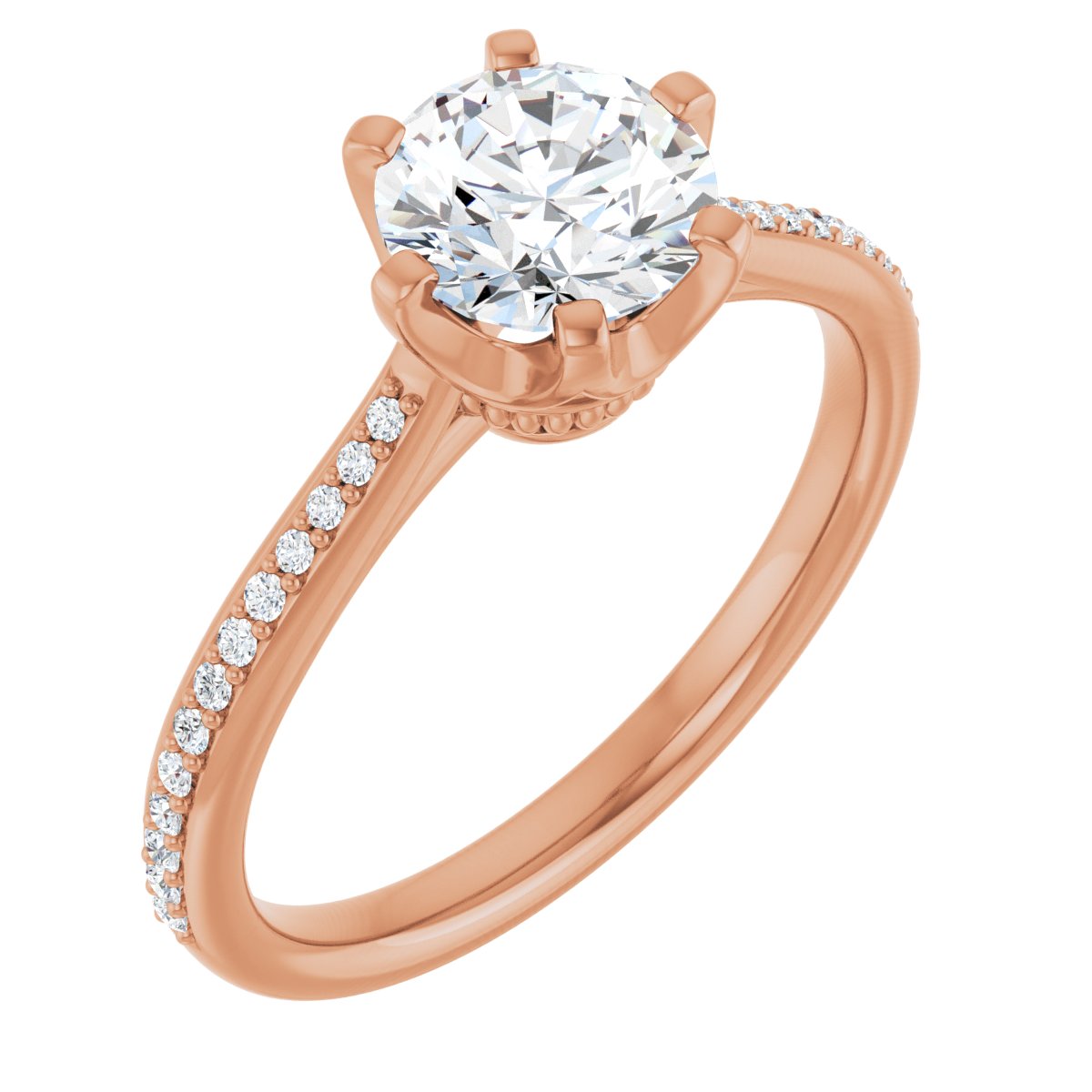 Natural Diamond Round Solitaire Engagement Ring (6.5 Mm) Mounting - 14K Gold - Series 122004