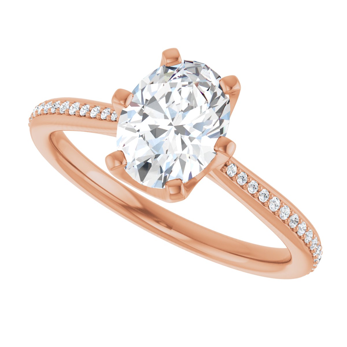 Oval Solitaire Engagement Ring (8 X 6 Mm) Mounting - gallery - Series 122004