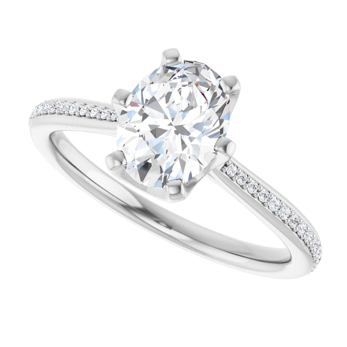 Oval Solitaire Engagement Ring (8 X 6 Mm) Mounting - gallery - Series 122004