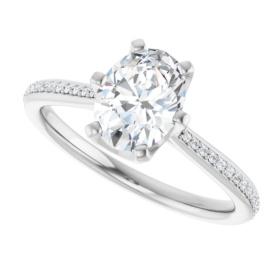 Oval Solitaire Engagement Ring (8 X 6 Mm) Mounting - gallery - Series 122004