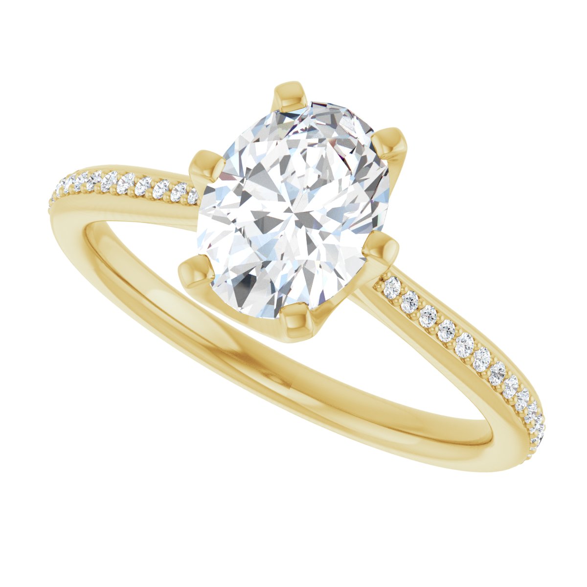 Oval Solitaire Engagement Ring (8 X 6 Mm) Mounting - gallery - Series 122004