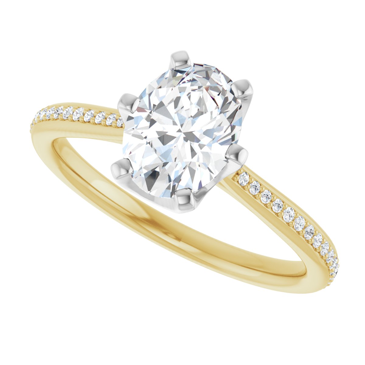 Oval Solitaire Engagement Ring (8 X 6 Mm) Mounting - gallery - Series 122004