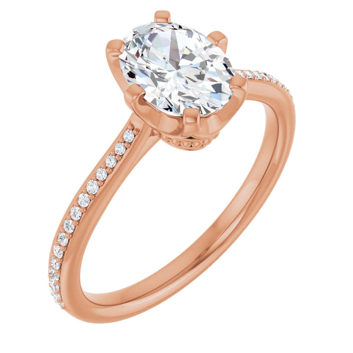 Natural Diamond Oval Solitaire Engagement Ring (8 X 6 Mm) Mounting - 14K Gold - Series 122004