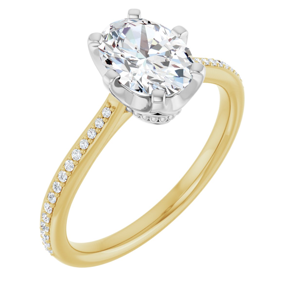 Natural Diamond Oval Solitaire Engagement Ring (8 X 6 Mm) Mounting - 14K Gold - Series 122004