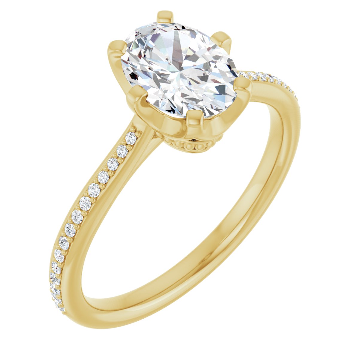 Natural Diamond Oval Solitaire Engagement Ring (8 X 6 Mm) Mounting - 14K Gold - Series 122004
