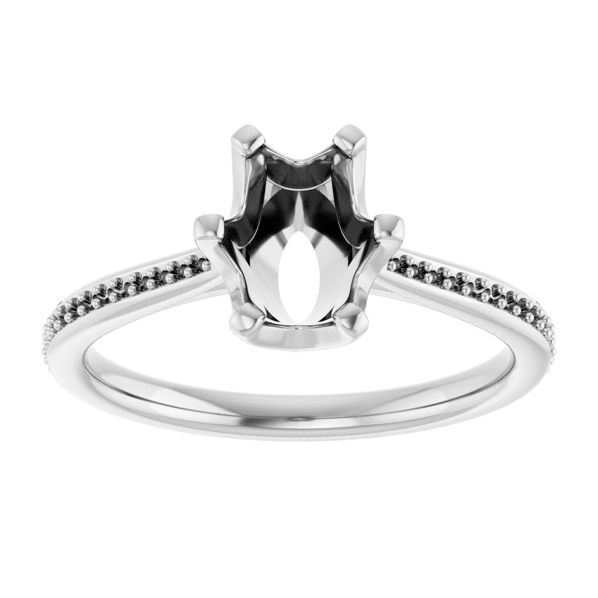Oval Solitaire Engagement Ring (8 X 6 Mm) Mounting - gallery - Series 122004