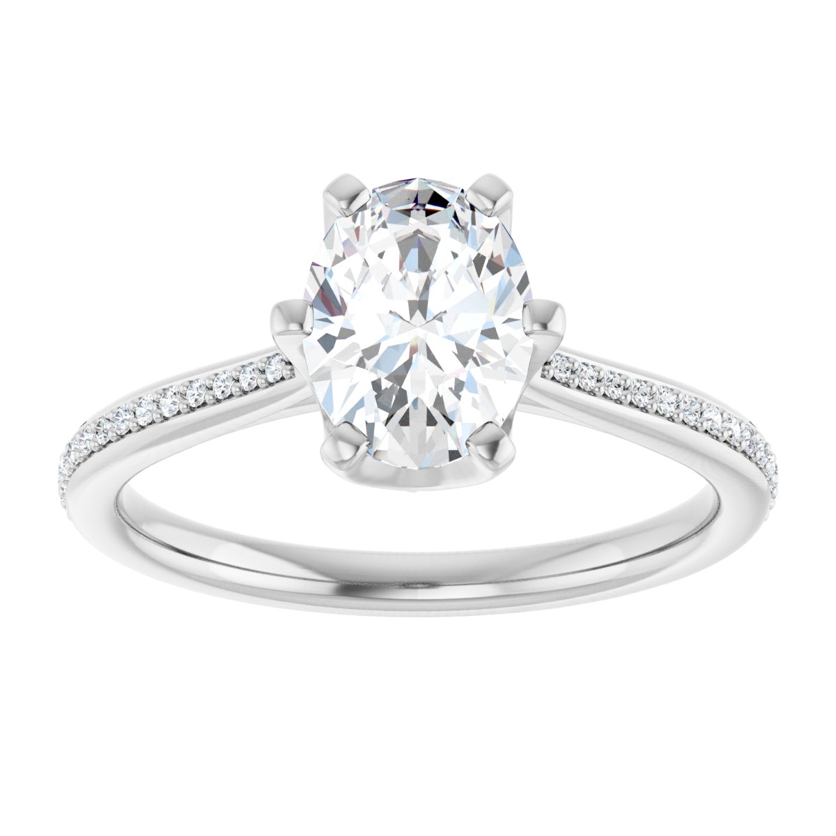 Oval Solitaire Engagement Ring (8 X 6 Mm) Mounting - gallery - Series 122004