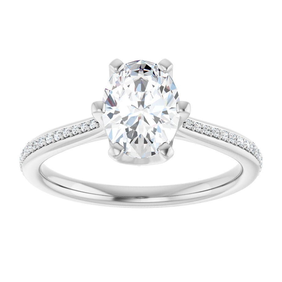 Oval Solitaire Engagement Ring (8 X 6 Mm) Mounting - gallery - Series 122004