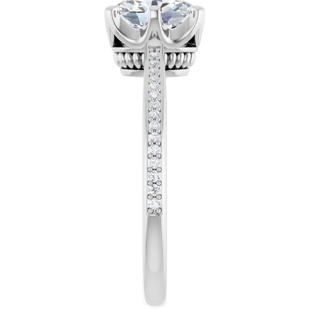 Oval Solitaire Engagement Ring (8 X 6 Mm) Mounting - gallery - Series 122004