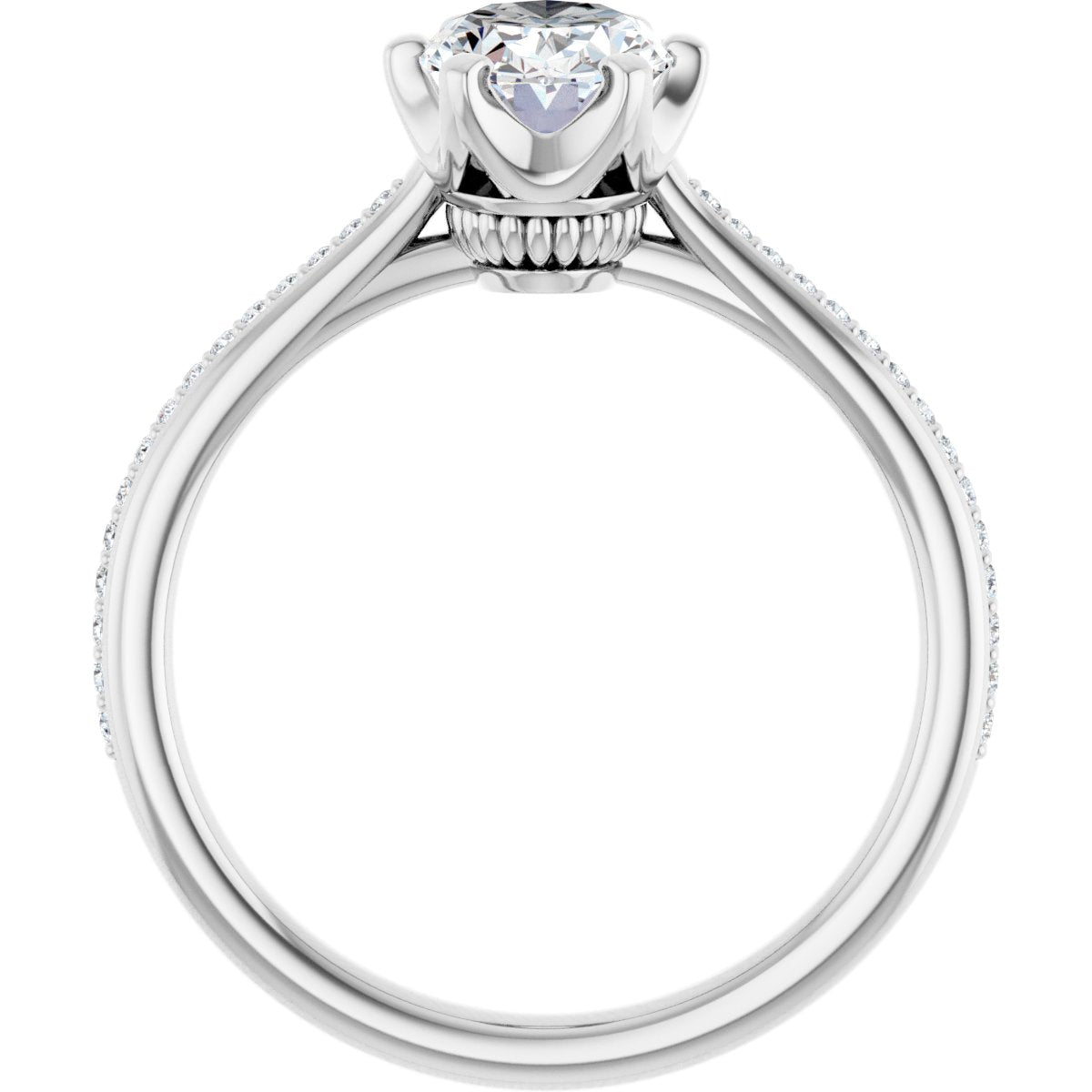 Oval Solitaire Engagement Ring (8 X 6 Mm) Mounting - gallery - Series 122004
