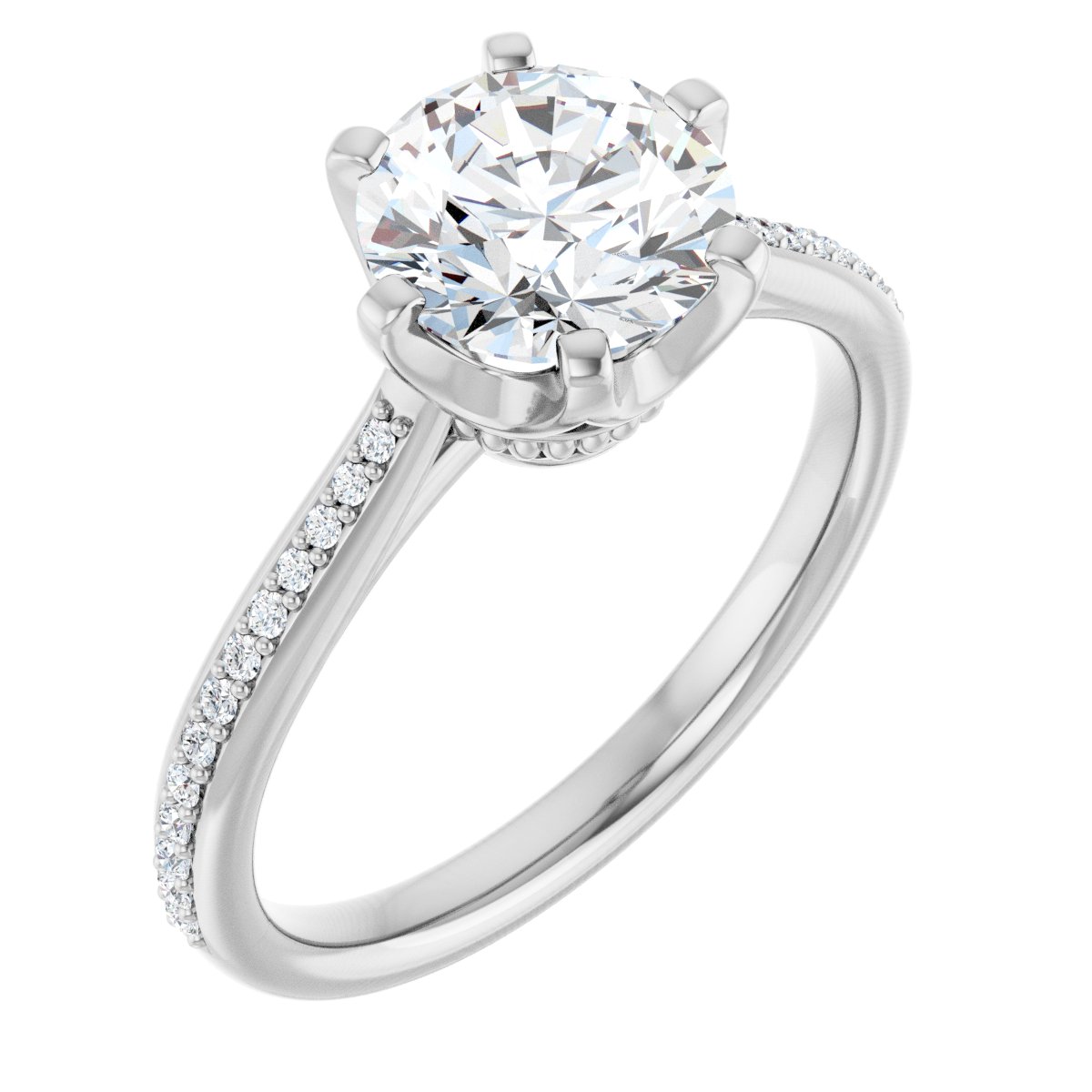 Lab-Grown Diamond Semi-Set 1/10 CTW Round Solitaire Engagement Ring (7.4 Mm) - 14K Gold - Series 122004