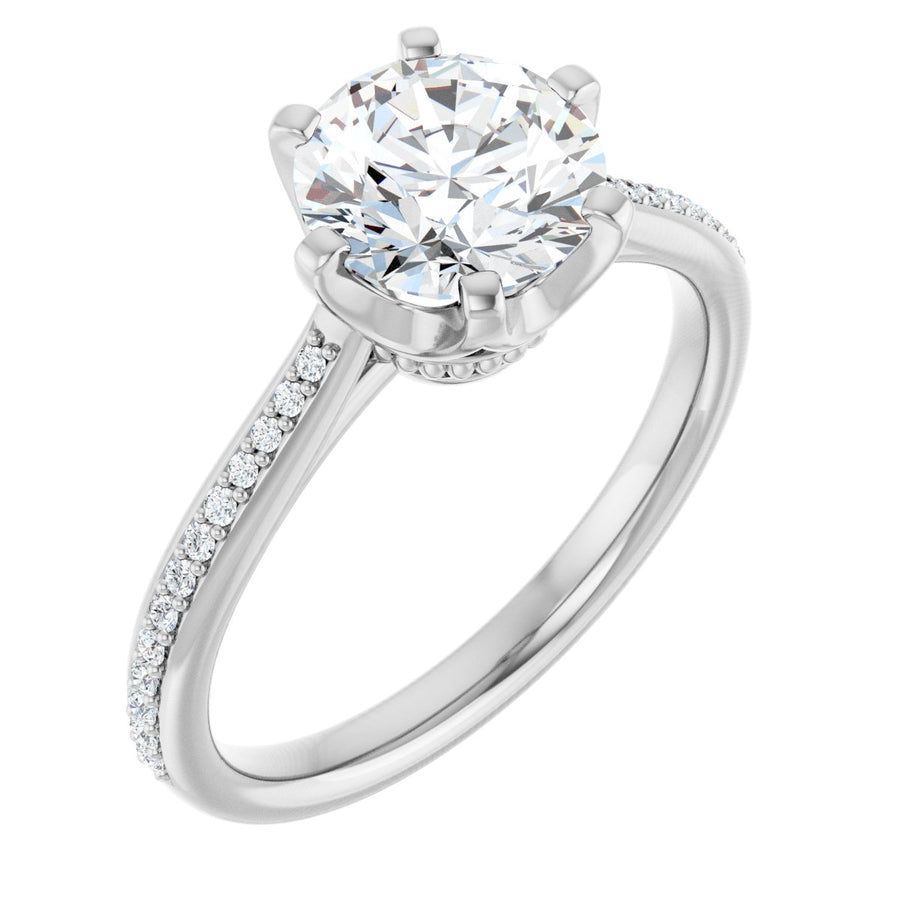 Lab-Grown Diamond Semi-Set 1/10 CTW Round Solitaire Engagement Ring (7.4 Mm) - 14K Gold - Series 122004