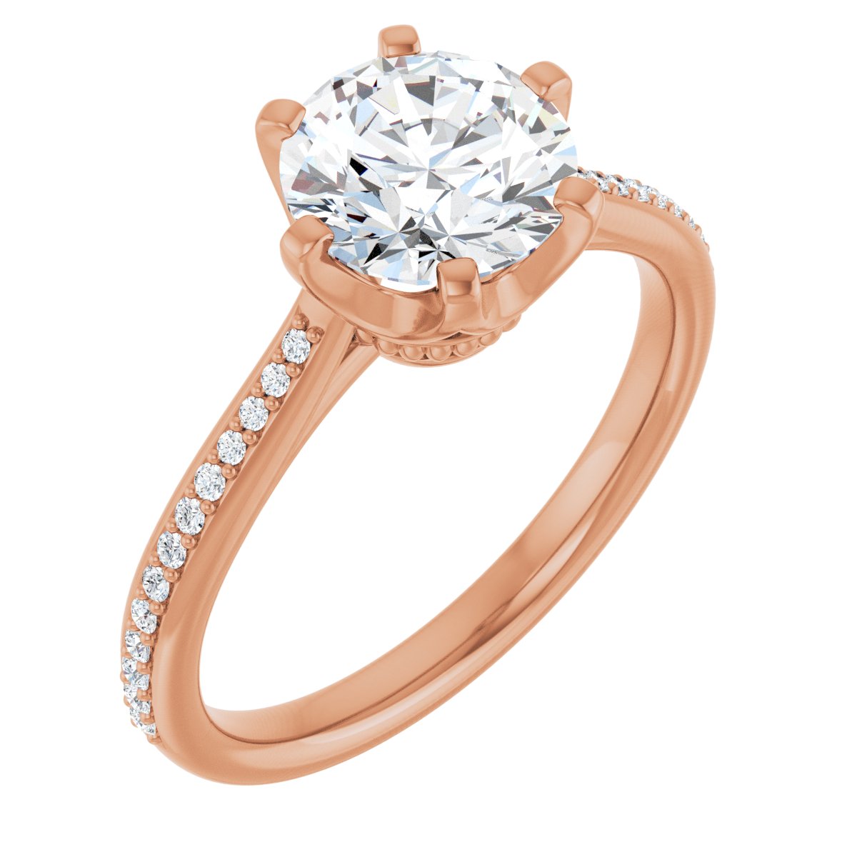 Lab-Grown Diamond Semi-Set 1/10 CTW Round Solitaire Engagement Ring (7.4 Mm) - 14K Gold - Series 122004