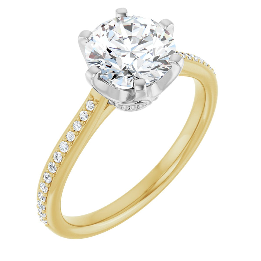Lab-Grown Diamond Semi-Set 1/10 CTW Round Solitaire Engagement Ring (7.4 Mm) - 14K Gold - Series 122004
