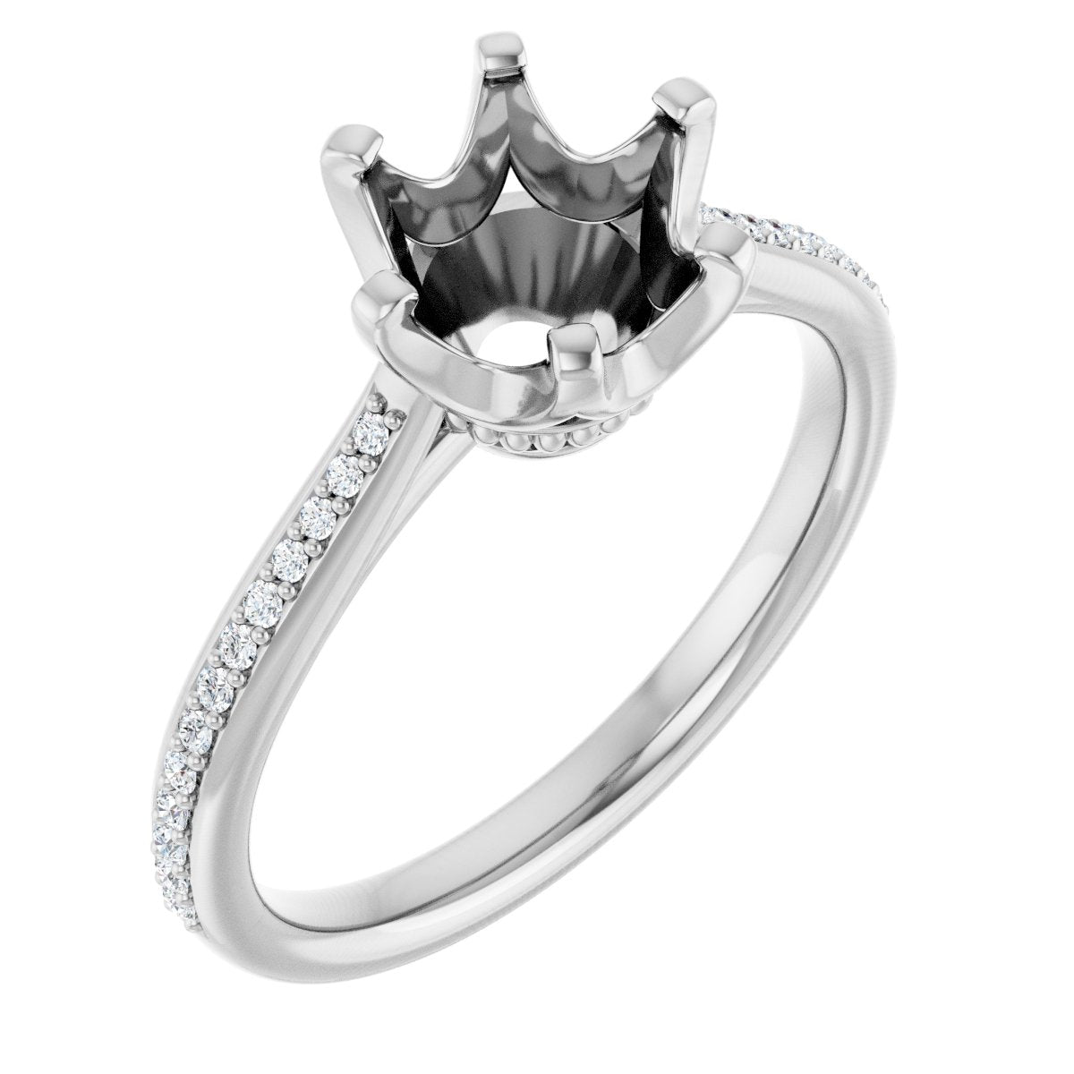 Semi-Set 1/10 CTW Round Solitaire Engagement Ring (7.4 Mm) - gallery - Series 122004