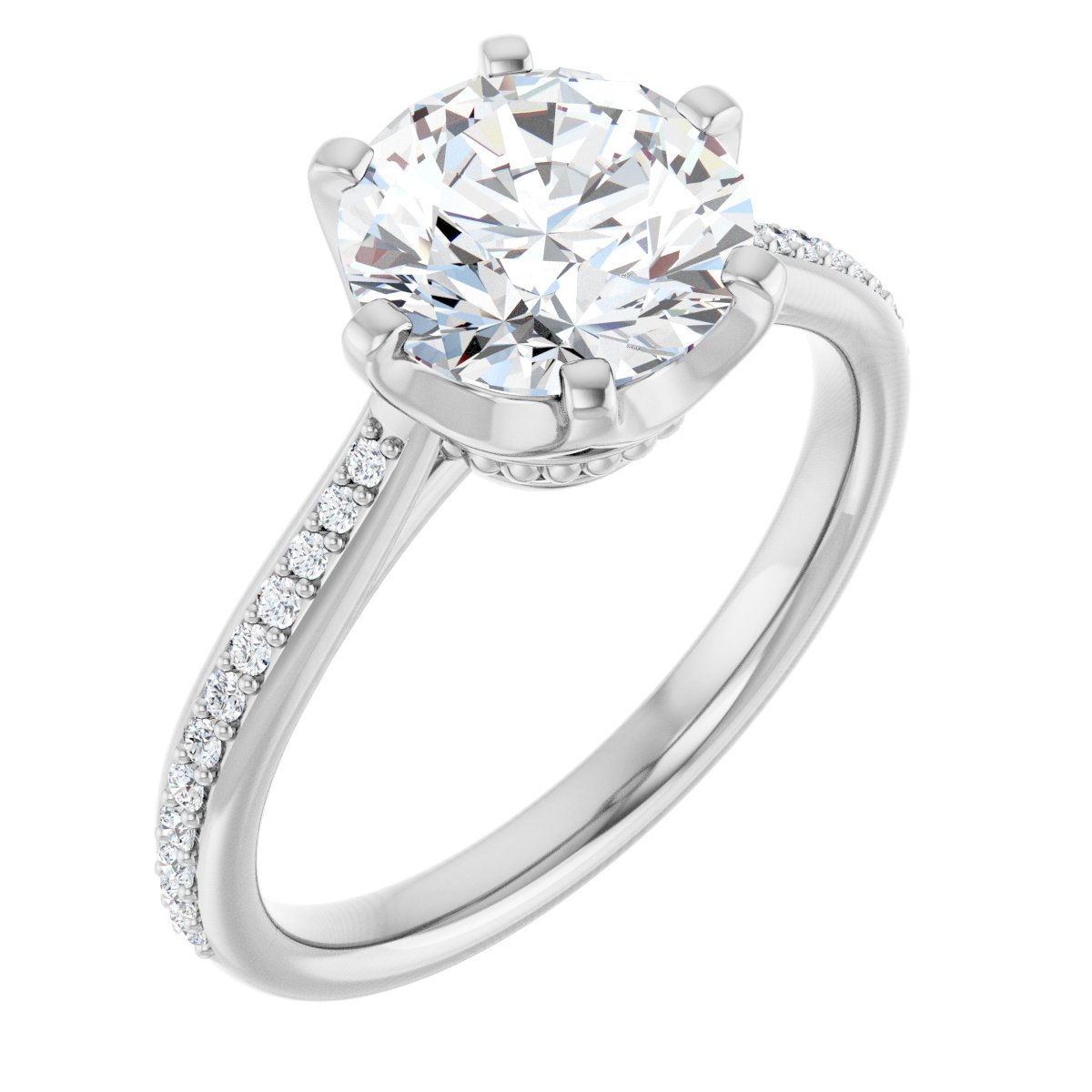 Lab-Grown Diamond Semi-Set 1/8 CTW Round Solitaire Engagement Ring (8.2 Mm) - 14K Gold - Series 122004