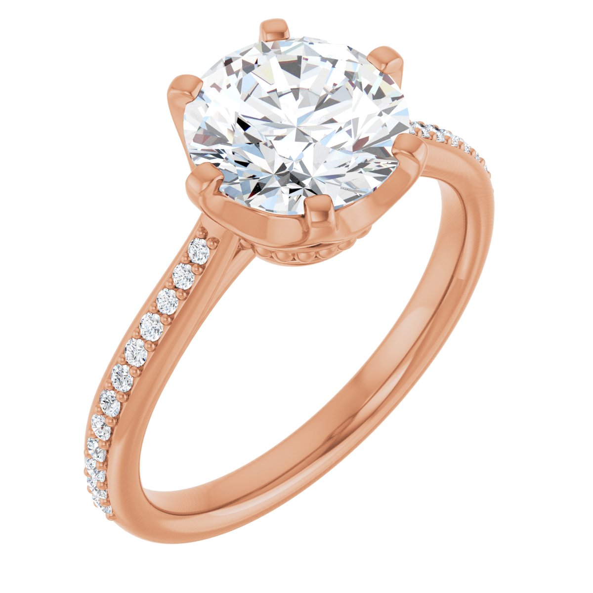 Lab-Grown Diamond Semi-Set 1/8 CTW Round Solitaire Engagement Ring (8.2 Mm) - 14K Gold - Series 122004