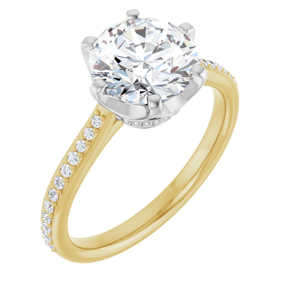 Lab-Grown Diamond Semi-Set 1/8 CTW Round Solitaire Engagement Ring (8.2 Mm) - 14K Gold - Series 122004