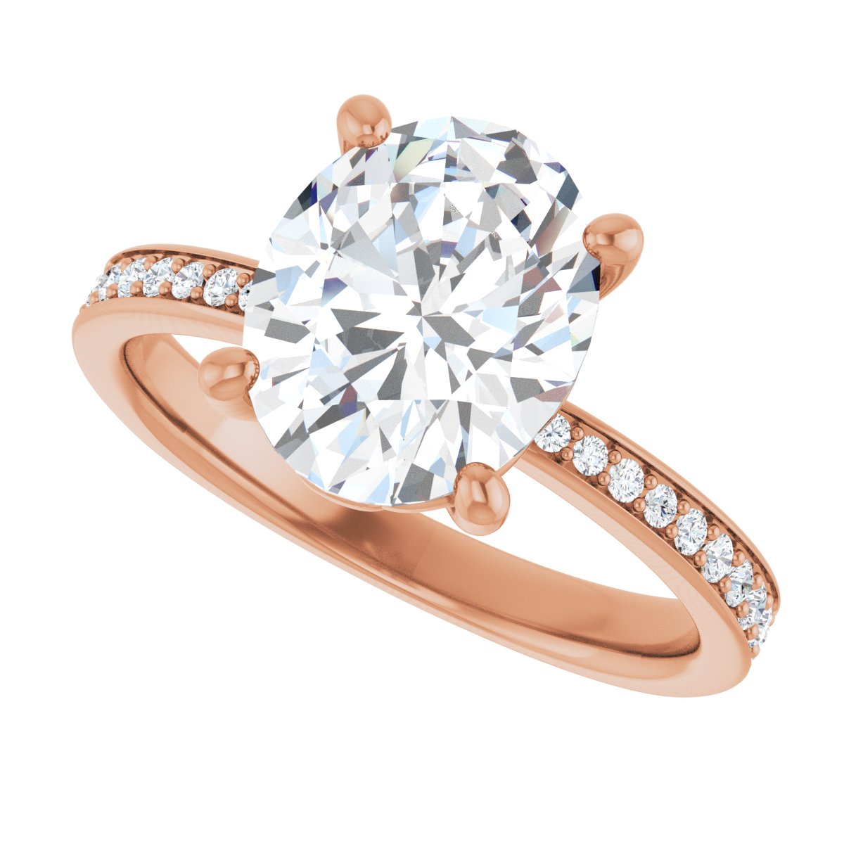 Semi-Set 1/4 CTW Oval Engagement Ring (10 X 8 Mm) - gallery - Series 124170