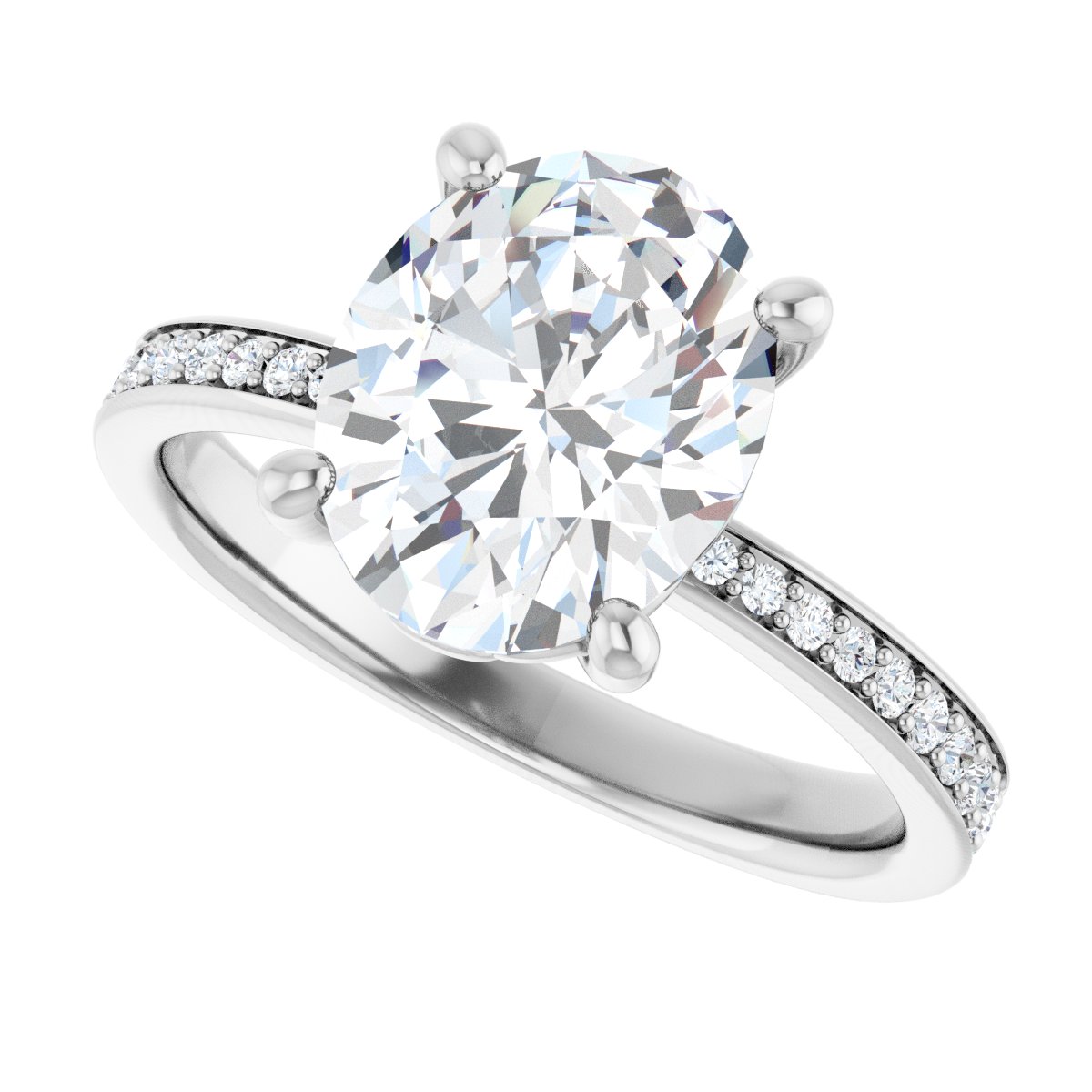Semi-Set 1/4 CTW Oval Engagement Ring (10 X 8 Mm) - gallery - Series 124170
