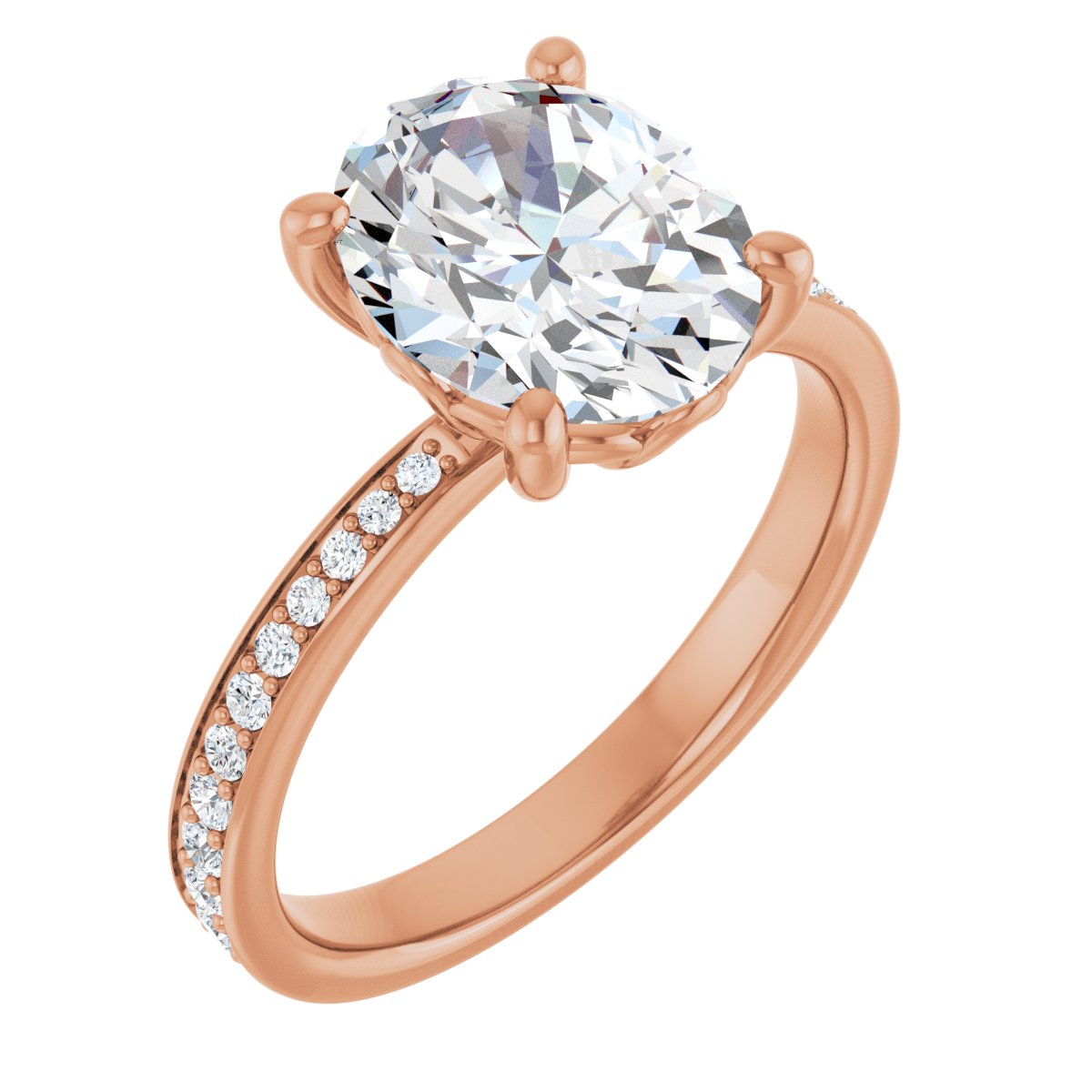 Natural Diamond Semi-Set 1/4 CTW Oval Engagement Ring (10 X 8 Mm) - 14K Gold - Series 124170