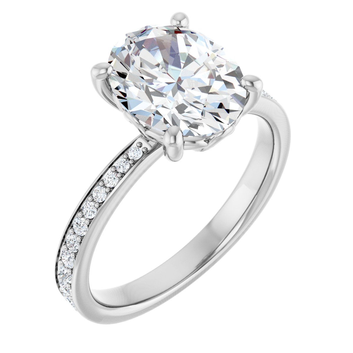 Natural Diamond Semi-Set 1/4 CTW Oval Engagement Ring (10 X 8 Mm) - 14K Gold - Series 124170