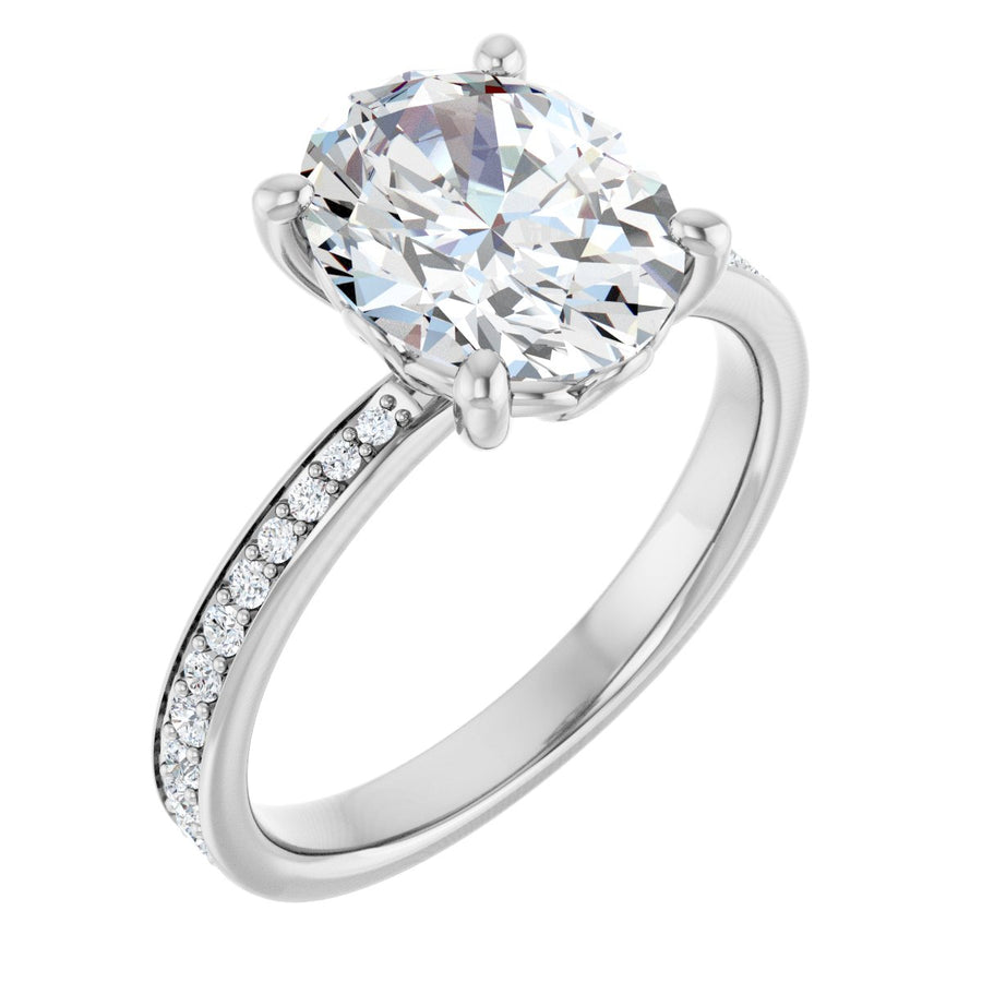 Natural Diamond Semi-Set 1/4 CTW Oval Engagement Ring (10 X 8 Mm) - 14K Gold - Series 124170