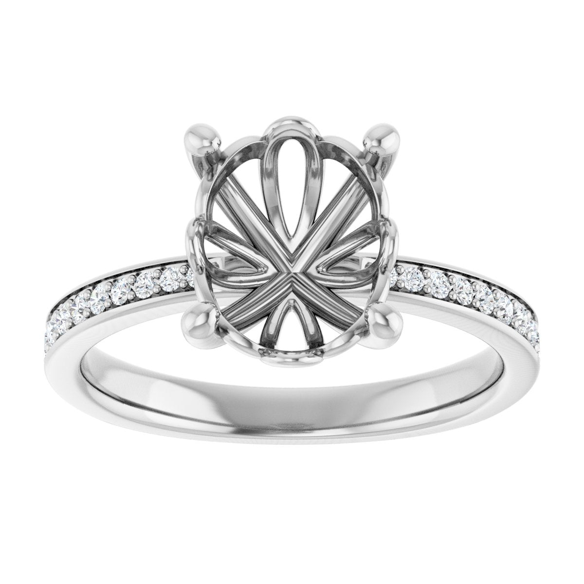 Semi-Set 1/4 CTW Oval Engagement Ring (10 X 8 Mm) - gallery - Series 124170