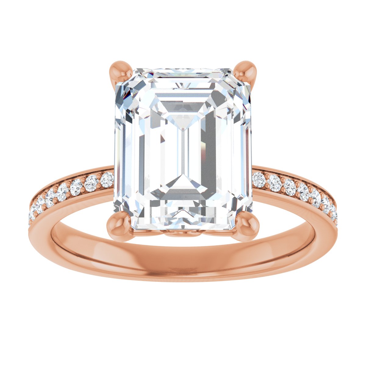 Semi-Set 1/4 CTW Emerald Engagement Ring (10 X 8 Mm) - gallery - Series 124170