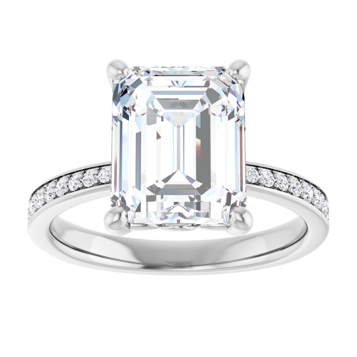Semi-Set 1/4 CTW Emerald Engagement Ring (10 X 8 Mm) - gallery - Series 124170