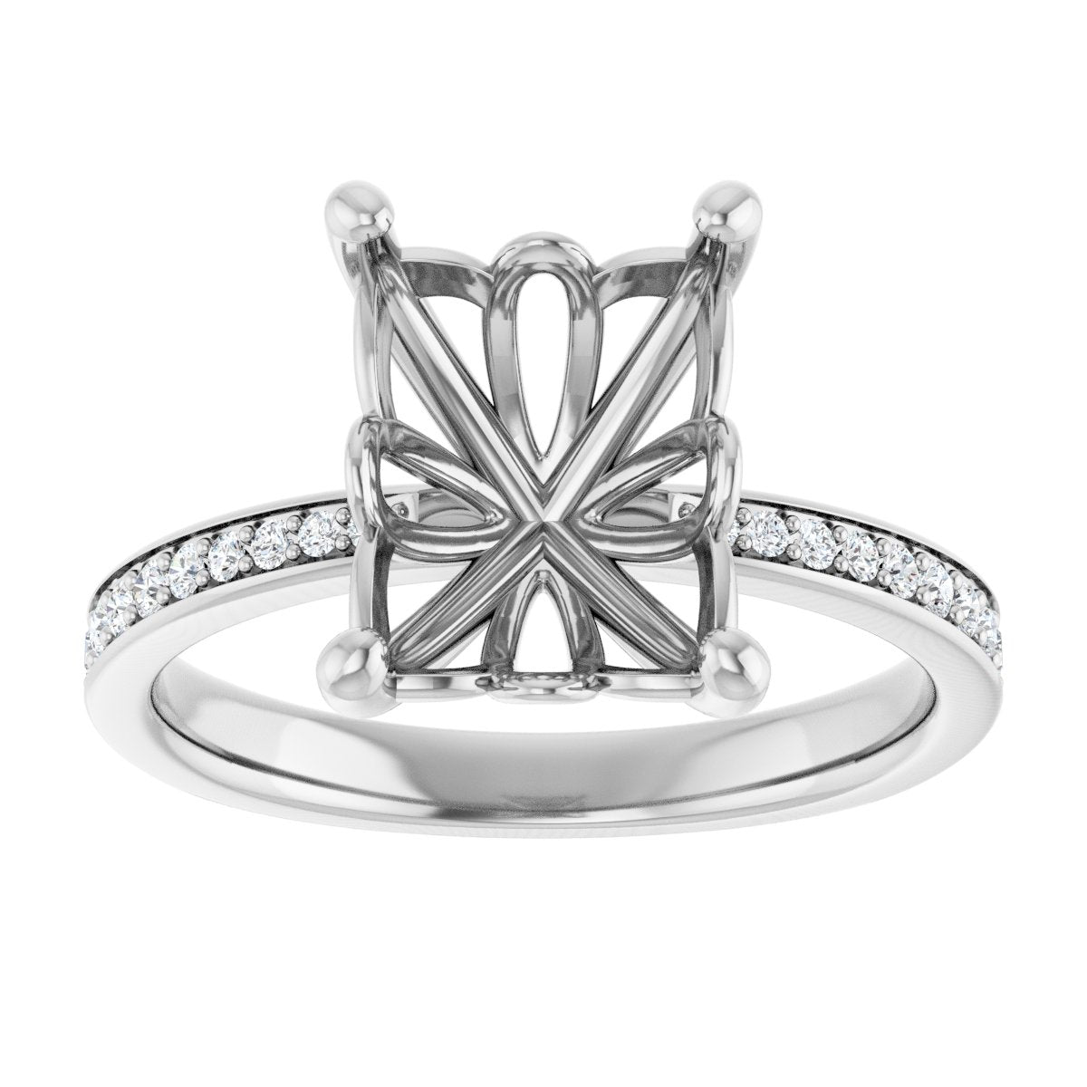 Semi-Set 1/4 CTW Emerald Engagement Ring (10 X 8 Mm) - gallery - Series 124170