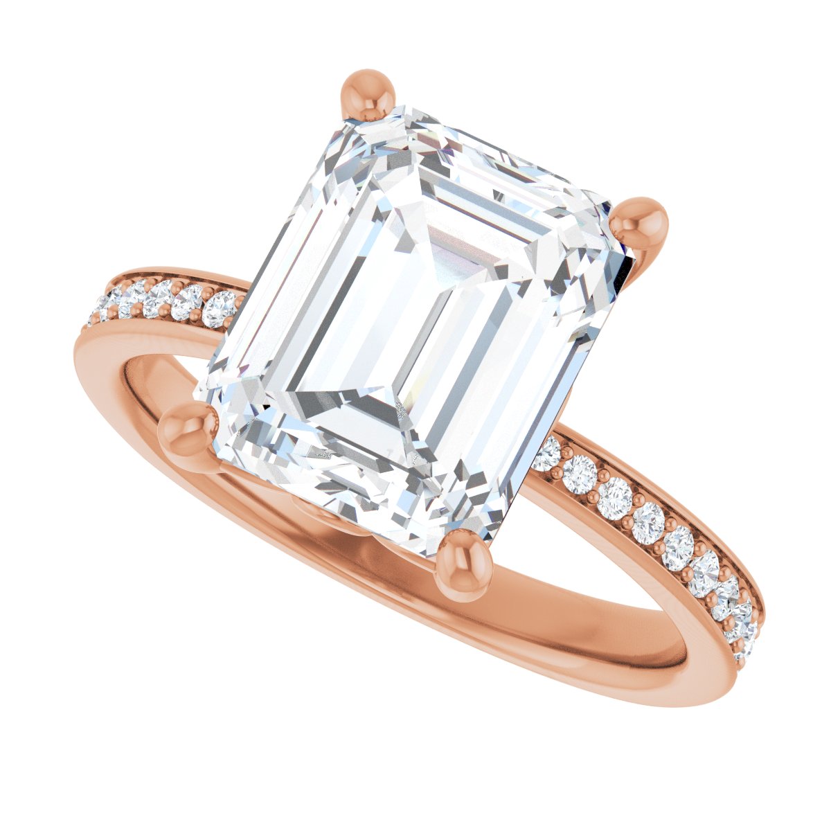 Semi-Set 1/4 CTW Emerald Engagement Ring (10 X 8 Mm) - gallery - Series 124170